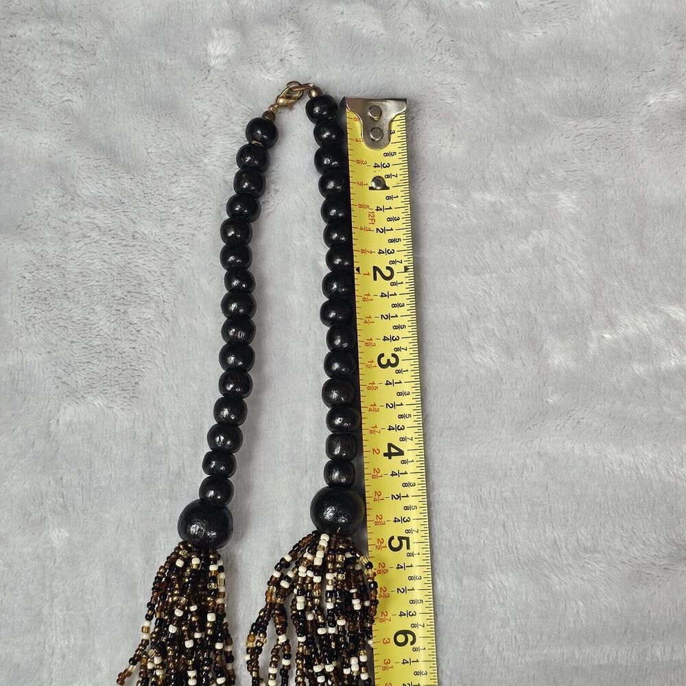 Multi Strand Necklace Seed Bead Wood Boho Ethnic Tribal 1970s 1980s Vintage Long - Picture 6 of 7